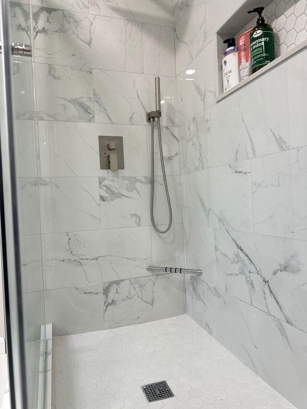 Chatham bathroom with dual-sink vanity and frameless sliding-glass shower — gallery image 5