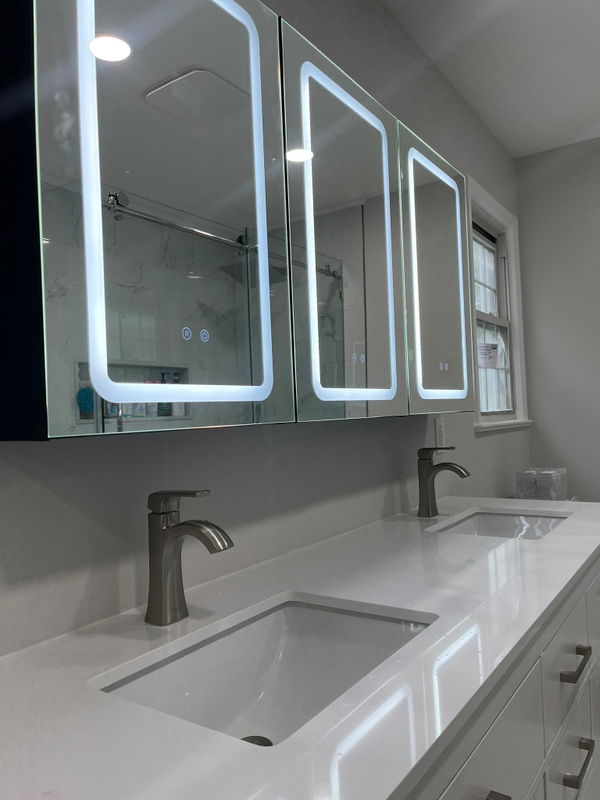 Chatham bathroom with dual-sink vanity and frameless sliding-glass shower — gallery image 4
